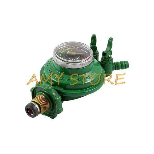 1 Inlet 2 Outlet Liquefied LGP Gas Gauge Pressure Regulator Green