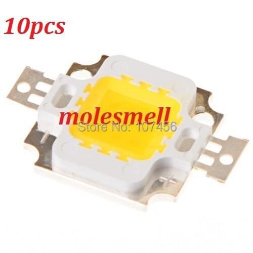 10pcs 10W LED Integrated High power LED Beads Warm white 900mA 9.0-12.0V 800-900LM 40mil Taiwan Chips Free shipping