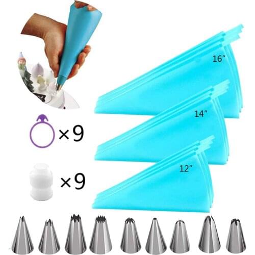 36 Pieces Stainless Steel Cake Decorating Mouth Set with 3 Type TPU Decorating Bag for DIY Birthday Cake Homemade Dessert