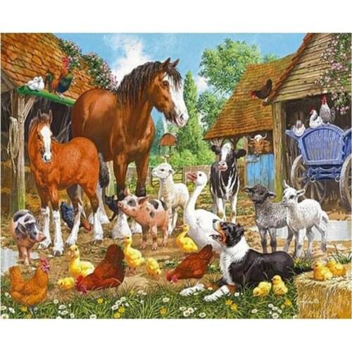 Farm animal horse pig 5d mosaic Diamond Painting full square diamond Embroidery Diamond cross stitch needlework kitchen decor
