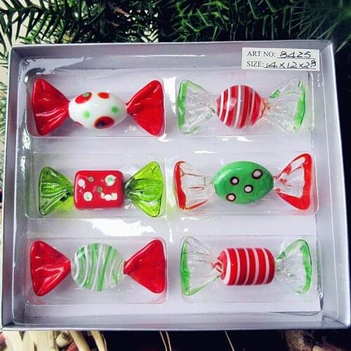 6pcs new hot custom Antique Art Hand Blown Murano Glass Sweets home Christmas decoration glass candy ornaments Pendant gifts