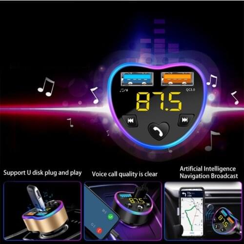 USB Car Charger For Phone Bluetooth-compatible 5.0 Wireless FM Transmitter MP3 Player Dual USB Charger QC3.0 Music HandFree Car