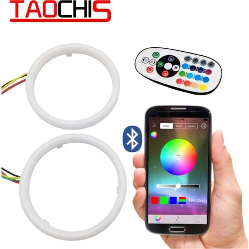 TAOCHIS RGB Angel eyes Mobile Pone APP Remote Control 60mm 70mm 80mm 90mm 95mm Auto Car Head Light Retrofit