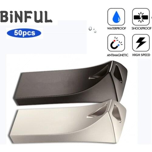 BiNFUL 50pcs PenDrive Metal waterproof Usb Flash Drive High Speed 2.0 Pen drive Flash Memory Stick 4G 8G 16G 32G Free print Logo