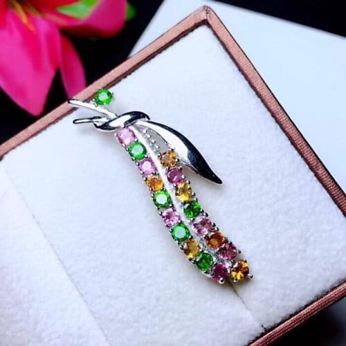 Beautiful tie knot Natural tourmaline brooch, beautiful in many colors, 925 silver, natural gemstone, certificate
