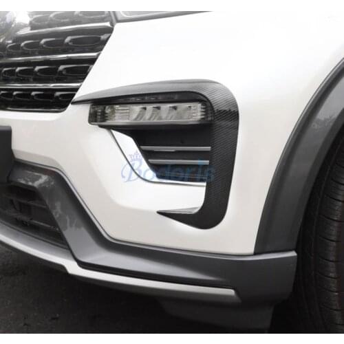 Carbon Fiber Color Headlight Frame Front Light Overlay Panel Sticker Car-styling For Ford Explorer 2020 2021 Auto Accessories