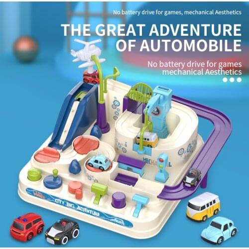 Race Rail Car Train Track Toy Set for Kid Educational Montessori Children Racing Car Brain Adventure Game Interactive Play Toy