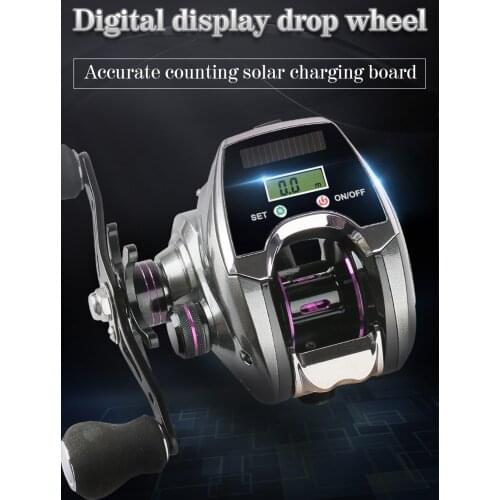 DEUKIO Fishing Reel Digital Display Drop Wheel High Speed Ratio 8.0:1 Max Drag Fresh 10KG Solar Charging