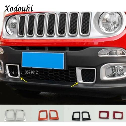 For Jeep Renegade 2016 2017 2018 2019 2020 Car ABS Chrome Front Vent Frame Plate Trim Racing Grid Grill Grille Hoods Panel Part