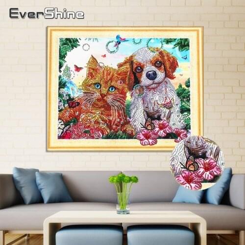 EverShine Dog Special Shape Diamond Painting Partial Diamond Embroidery Cartoon Animals Diamond Mosaic Cat Picture Rhinestones
