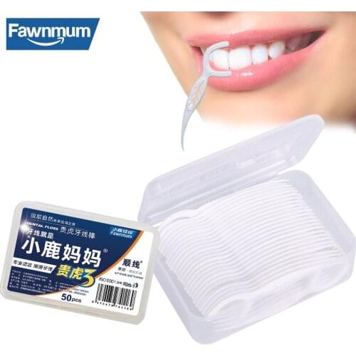 Fawnmum Thread for Teeth Care 50Pcs/Set Dental Floss Interdental Brush Dentistry Tool Plastic Toothpicks for Teeth Cleaning Oral