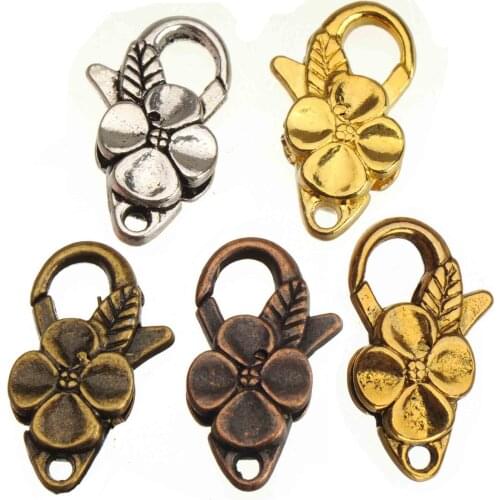 Jewelry findings lobster clasps toggles hooks bracelets keychains handbag diy silver gold large flower fashion 25*14*5mm 20pcs
