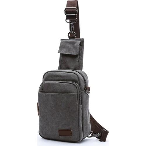 New Canvas Multi-pockets Zipper Sling Bag for Men and Ladies Anti-theft Chest Bag Casual Waterproof Diagonal Bag
