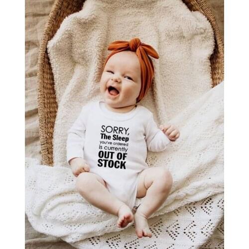 Sorry The Sleep You've Ordered Is Out of Stock Funny Toddler Boys Girls Long Sleeve Jumpsuit Newborn BabyPrint Bodysuit