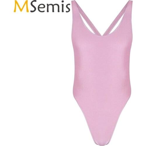 Swimwear Mens Swimsuit High Cut Thong Bodysuit One Piece Criss-cross Backless Gymnastics Leotard Thong Underwear Bodysuit