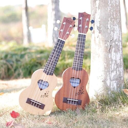 M MBAT 17 Inch Ukulele 4 Strings Heart Shaped Hawaiian Guitar Couples Musical Gift Instrument Ukulele Sapele Guitar with Gig Bag