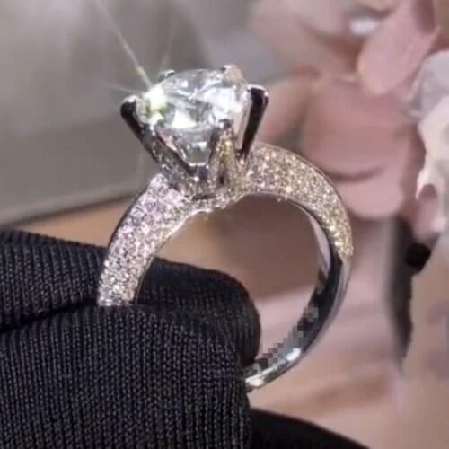 Fashion Female 100% Soild 925 Sterling Silver rings 1ct Sona 5A zircon Stone Engagement Wedding Band Ring for women men Jewelry