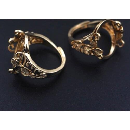10pc Brass Casted Rings Settings Open Back 13x18mm Gem Stone Cameo Cabochons Base Quality Women DIY Rings Components Findings