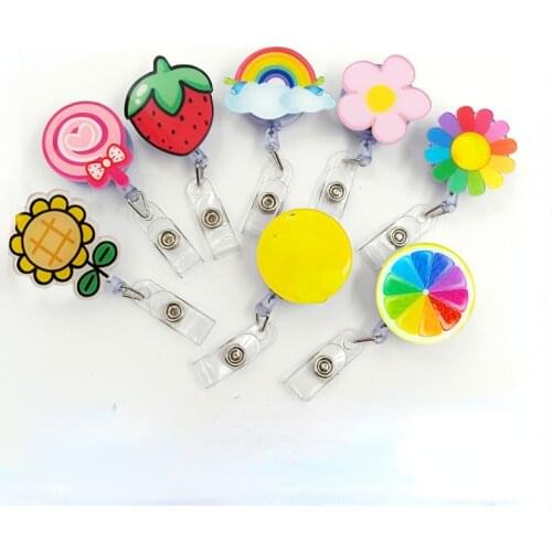 New Cartoon Fruit Retractable Pull Badge Reel ID Lanyard Name Tag Card Badge Holder Reels Doctor Nurse Supplies