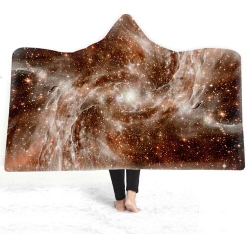 Starry Sky Printed Hooded Blanket Outdoor Travel Camping Aircraft Cold-proof Blanket Sofa Bed Cloak Cover Blanket