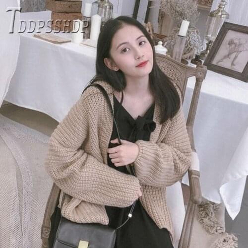 2019 Autumn Korean Loose Women Sweater Cardigan Lazy Style Knitting Female Sweaters