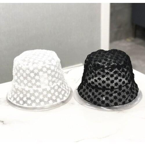 Summer women casual breathable bucket hat New female lady lace Fisherman hat Hollow-out design Panama cap Sun hat gorros