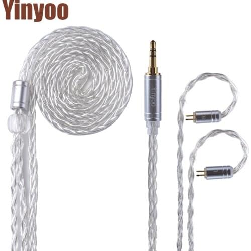 AK Yinyoo 8 Core 2.5/3.5/4.4mm Silver Plated Earphone Upgrade Cable With MMCX/2Pin For ZSX AS16 AS10 ZSN ZS10 PRO TRN X6 C12 C10
