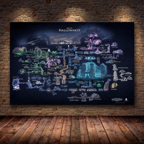 Hollow Knight Map Game Posters Multi Pictures Canvas Prints Wall Art Home Decor Paintings for Teens Kids Living Room Decoration
