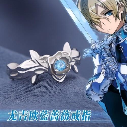 Anime Sword Art Online: Alicization Eugeo Blue Rose 925 Sterling Silver Ring Jewelry Adjustable Unisex Cosplay Xmas Gift USA #6