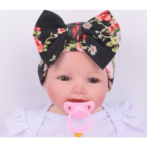 Newborn baby hat Flower Bowknot baby cap Infant Girls autumn hats Hospital Cap Soft Cotton Toddler Knit newborn baby photo props