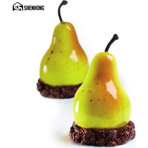 SHENHONG Pear 3D Art Cake Mould Pop Silicone Decoration Mold Mousse Silikonowe Moule Formy Baking Pastry