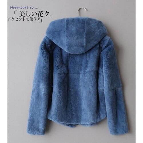 2019 the entire skin Rex real fur coat womens winter outerwear coats a short hooded Slim Korean version