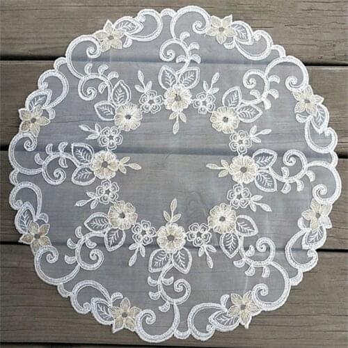 42CM Modern lace embroidery placemat cup coaster mug kitchen Christmas dining table place mat cloth tea coffee doily dish pad