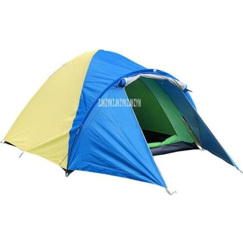 TY-Z2039 Outdoor Portable Double Layer Large Capacity 4 People Family Tent Folding Camping Tent One Room One Hall Hiking Supply