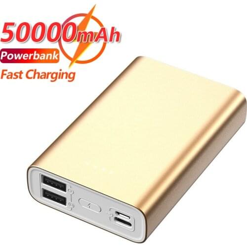 50000mAh Mobile Power Bank Portable One-way Large Capacity Fast Charging 2USB External Battery Charger for IPhone Xiaomi Samsung