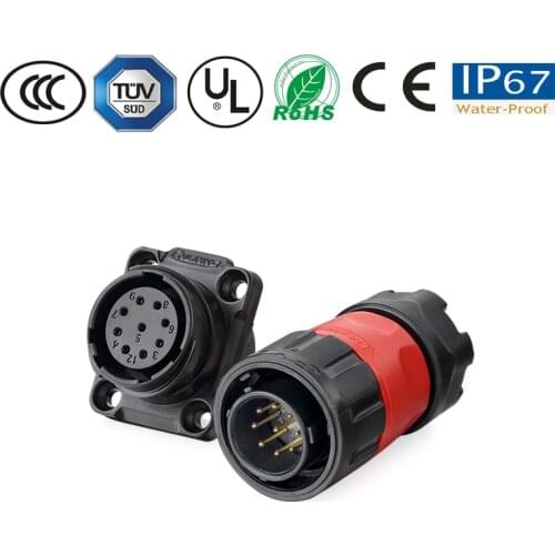 Waterproof 9 pin panel power connector PBT circular 5A 250V IP67 led automotive TV multi-function connector plug&socket