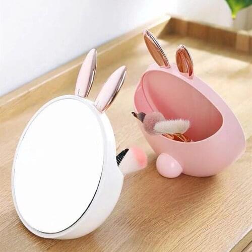 Makeup Mirror Decorative Cartoon Creative Beauty Tools For with Cosmetics Storage shelf Tabletop Travel