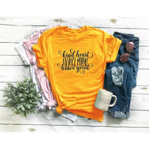 Kind Heart Fierce Mind Brave Spirit Be Kind t-shirt Inspirational Tee women fashion slogan Christian Bible baptism Jesus shirt