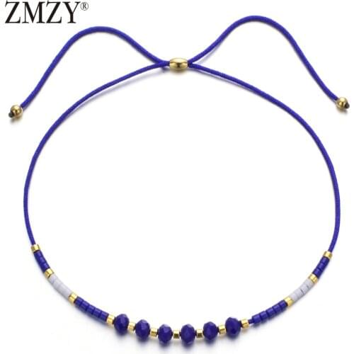 ZMZY Bohemian Colorful Crystal Beads Bracelet Retro Adjustable Rope Ethnic Bracelets for Women Wholesale Lots Bulk Love Gift