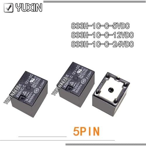 10pcs/lot New Relay 833H-1C-C 12V 833H-1C-C-5VDC 833H-1C-C-12VDC 833H-1C-C-24VDC 833H 1C C 24V 5V 10A 5PINS