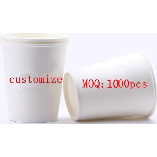 1000pcs Disposable cofee cups 9oz 250ml water juice beverage packaging paper cup household commercial ad use logo OME customize