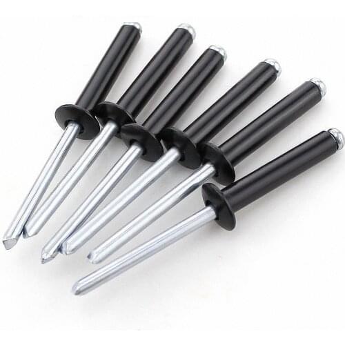 20/50/100pcs M2.4 x 6mm Black Aluminium Mushroon Head Break Mandrel Blind Rivets Pop Rivets For Furniture Car Aircraft