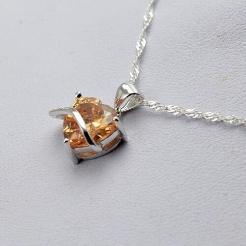 2021 new high quality yellow heart-shaped zircon pendant S925 silver necklace suitable for couple gifts