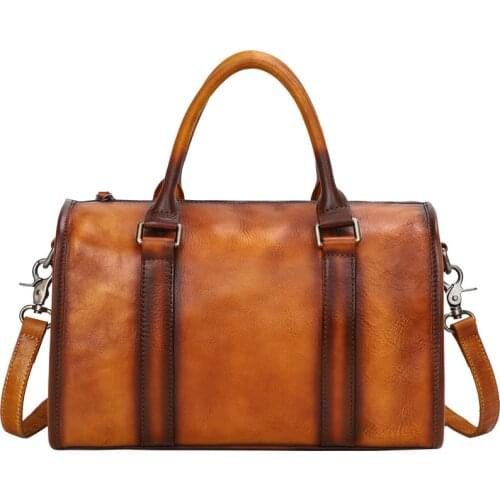 2021 vintage genuine leather large capacity women handbags soft handmade tote bags