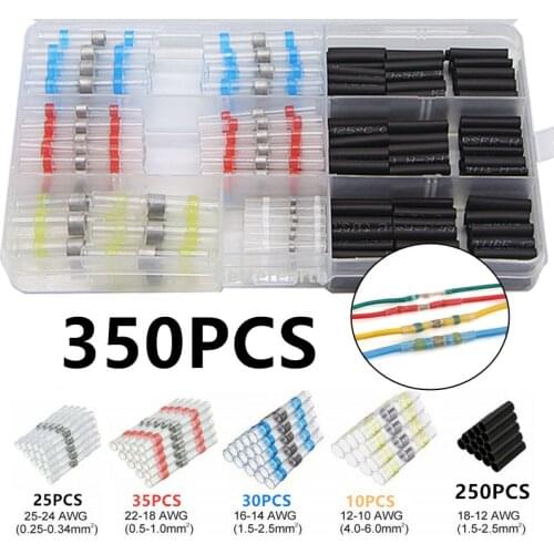 350PCS Solder Seal Wire Connectors - Heat Shrink Fast Connect Tubing - Solder Connector Kit - Automotive Marine Insulated