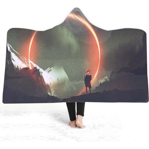 3D Halloween Skull Skeleton Hooded Stole Wraps Cape Soft Wearable Cozy Throw Blanket Decor Throw Fleece Blanket Queen Size