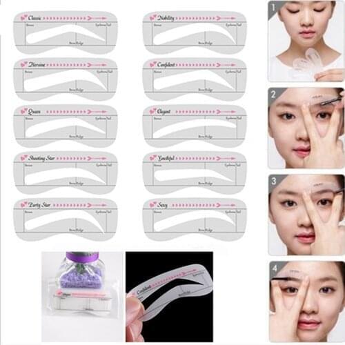 4/10PCS Card Thrush Beginner Eyebrow Card Eyebrow Stencil Grooming Shaper Template Makeup Tools Stickers