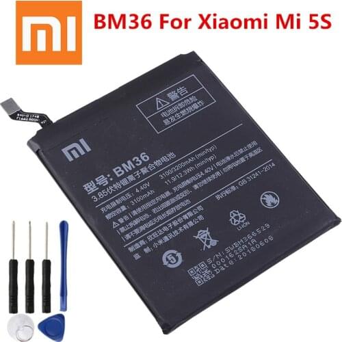 Xiaomi Original Replacement Battery BM36 For Mi 5S MI5S Genuine Phone Battery + Tools 3200mAh