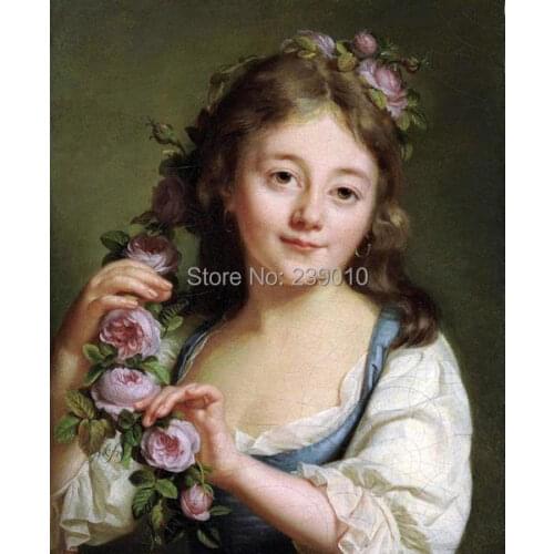 Free shipping flower gril oil painting canvas prints classical oil painting on canvas home wall art decoration picture