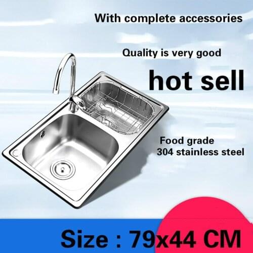 Free shipping kitchen sink 0.8mm food grade 304 stainless steel standard double groove fashion hot sell 79x44 CM